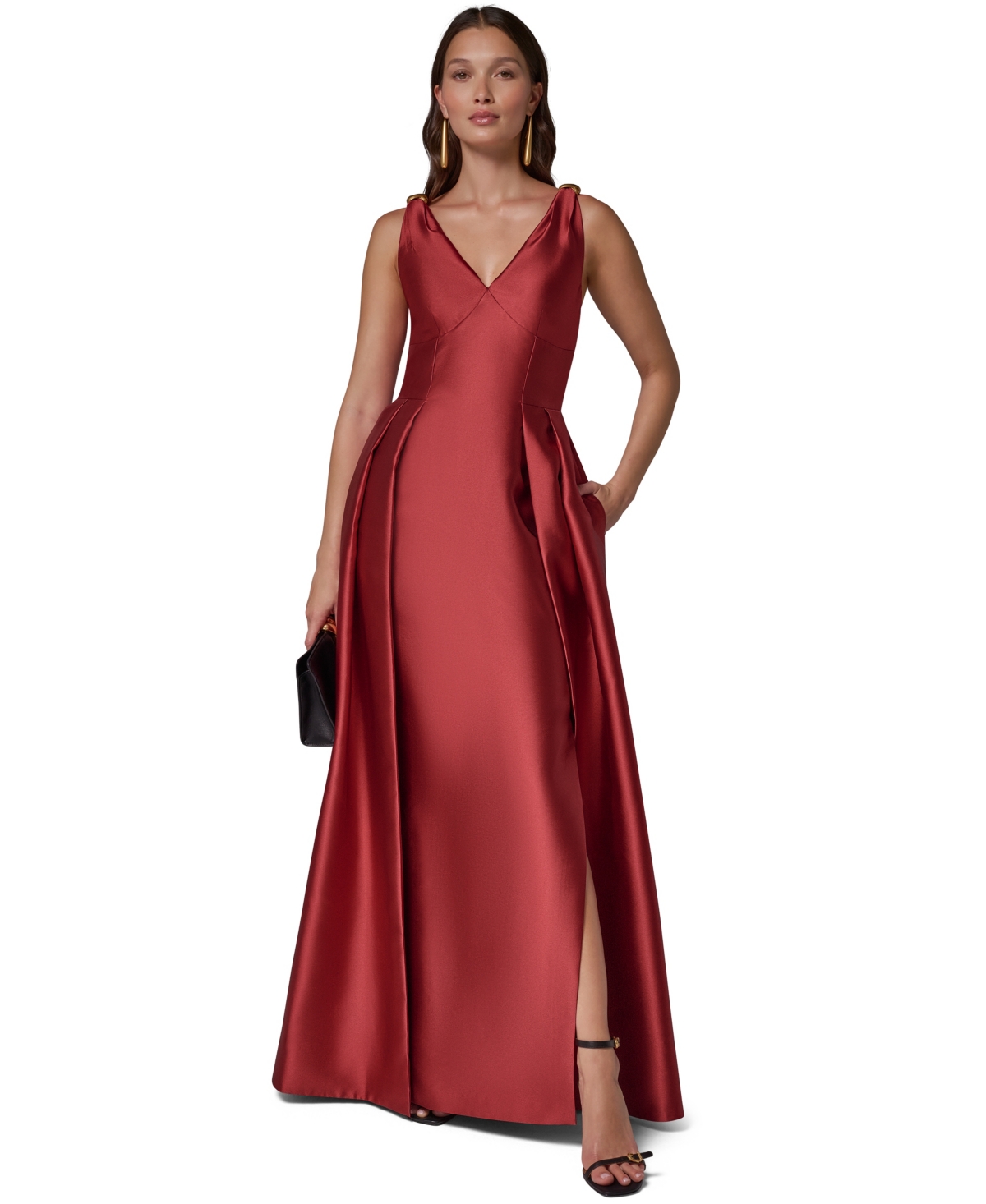 Donna Karan New York Women's V-Neck Sleeveless Fit & Flare Gown
