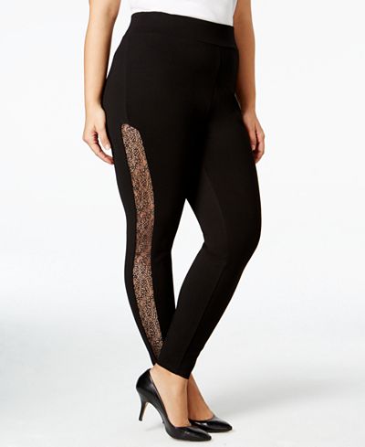 mblm by Tess Holliday Trendy Plus Size Lace-Inset Leggings