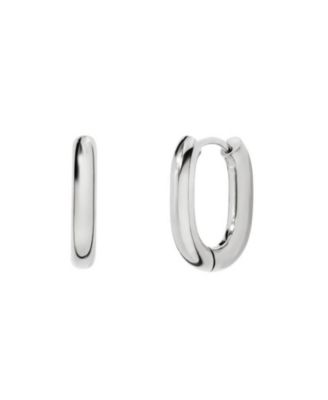 Halo Oval Silver Hoops