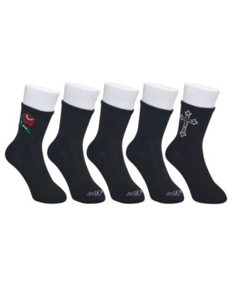 Women's Cross Print Half Cushion Mid Crew Sock 5-Pack