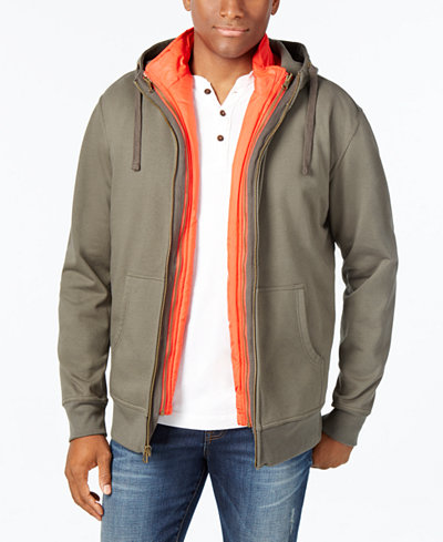 Weatherproof Vintage Men's Zip-In Vest Layered Hoodie, Classic Fit