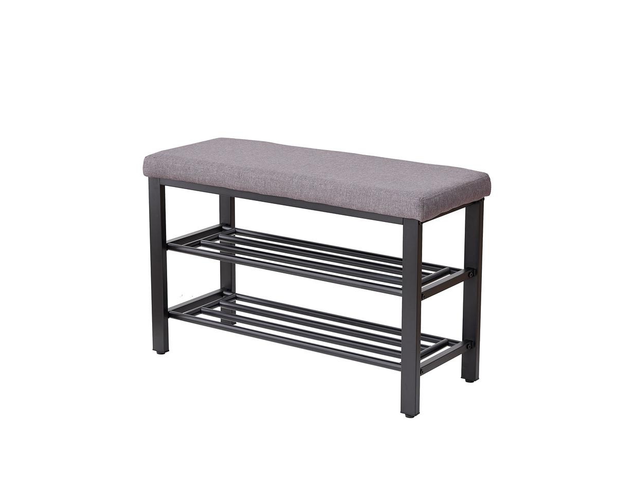 sumyeg Shoe Storage Bench with Cushion and Shoe Shelf, Space-Saving Design and Comfortable Seat - Grey