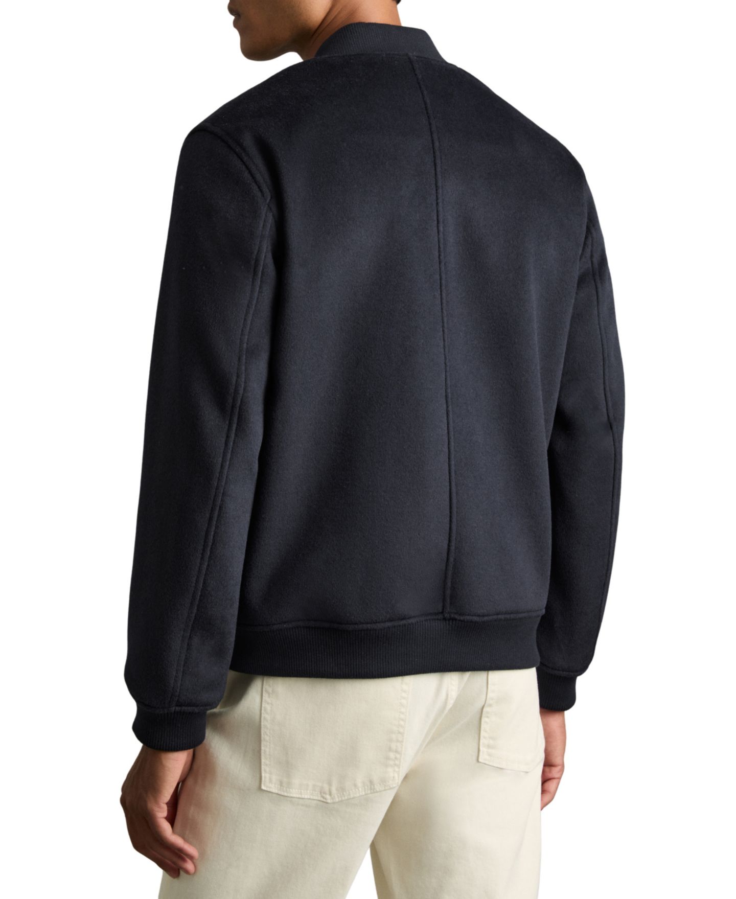 Мужская куртка REISS Harlan Long-Sleeve Wool-Blend Bomber, цвет: Тёмно-синий — фото 5