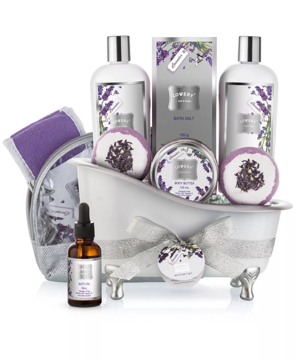 Lovery Lavender and Jasmine Spa Bath and Body Gift Set for Women, Luxury Fragrance Gift Set, Self Care and Skin Care Set