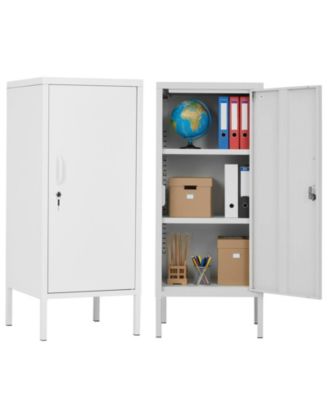 Lockable Steel Locker Storage Cabinet, 4-Tier with 3 Adjustable Shelves, 2 Keys, Secure Employee Office and School Storage