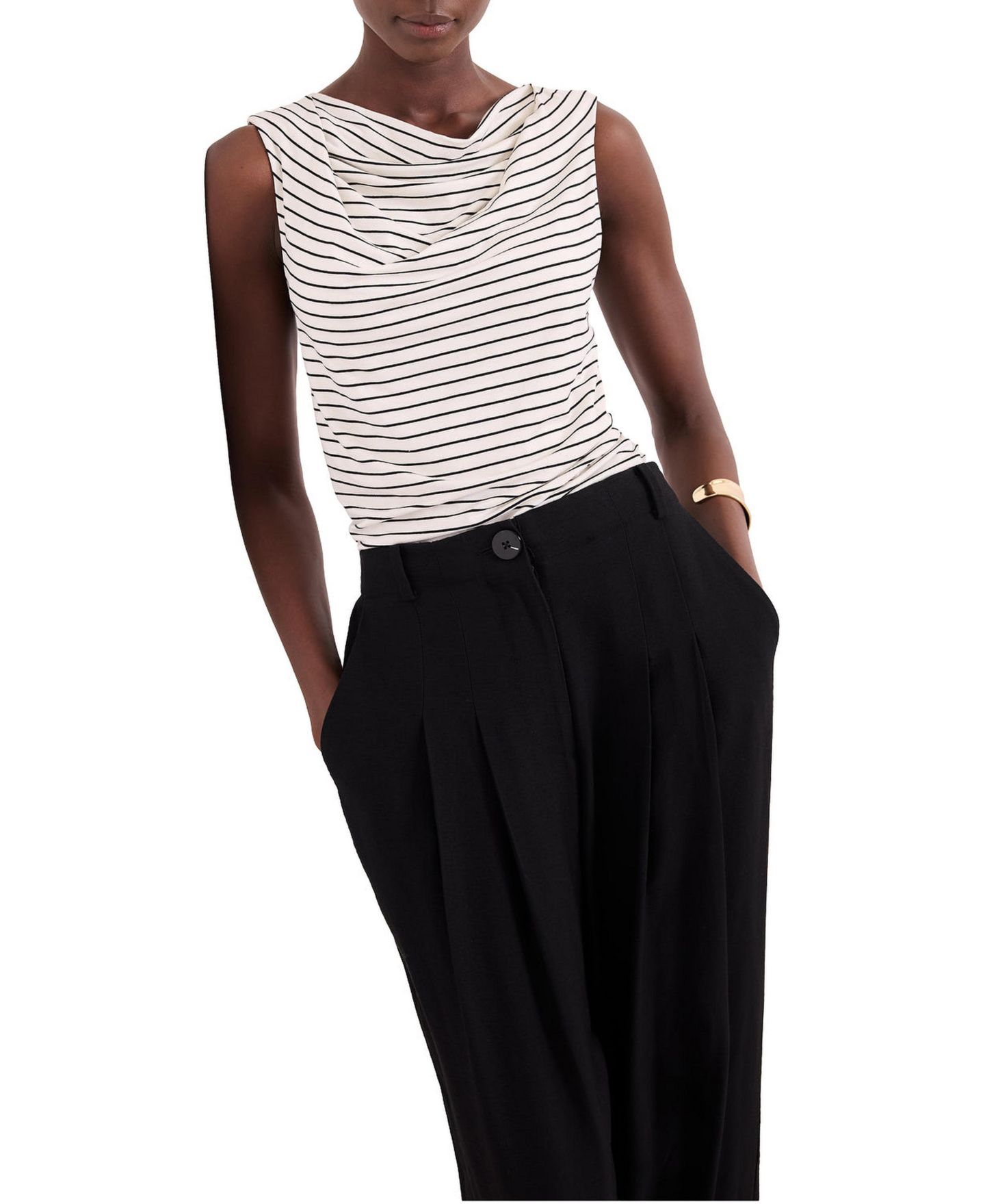 Женский топ Mint Velvet Sleeveless Cowl Neck Striped — фото 2