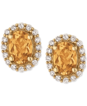 image of Le Vian Papaya Morganite (1-1/10 ct. t.w.) and Diamond (1/4 ct. t.w.) Stud Earrings in 14k Gold