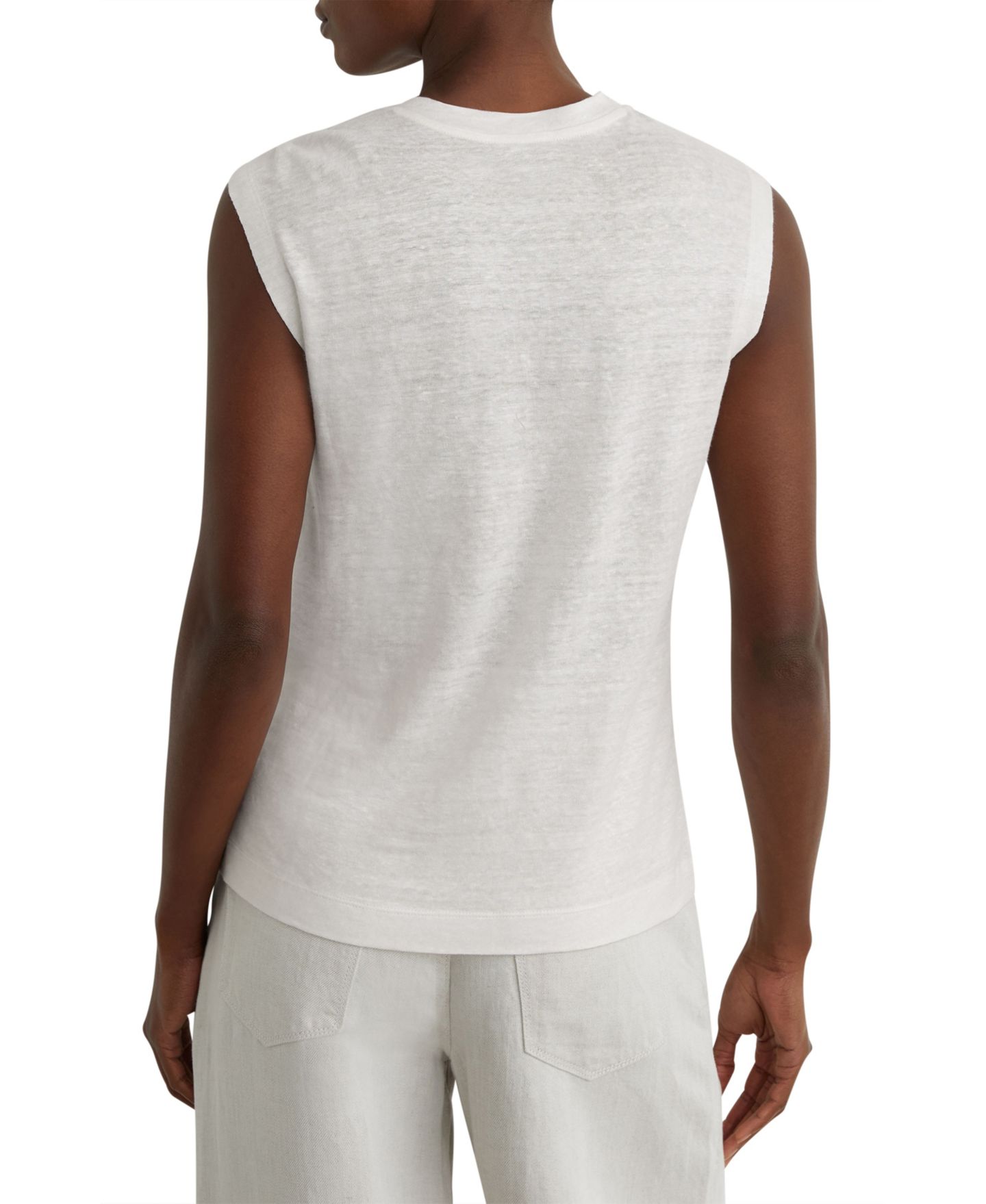 Женский топ REISS Taylor Sleeveless Linen Asymmetric-Neck, цвет: Белый — фото 2