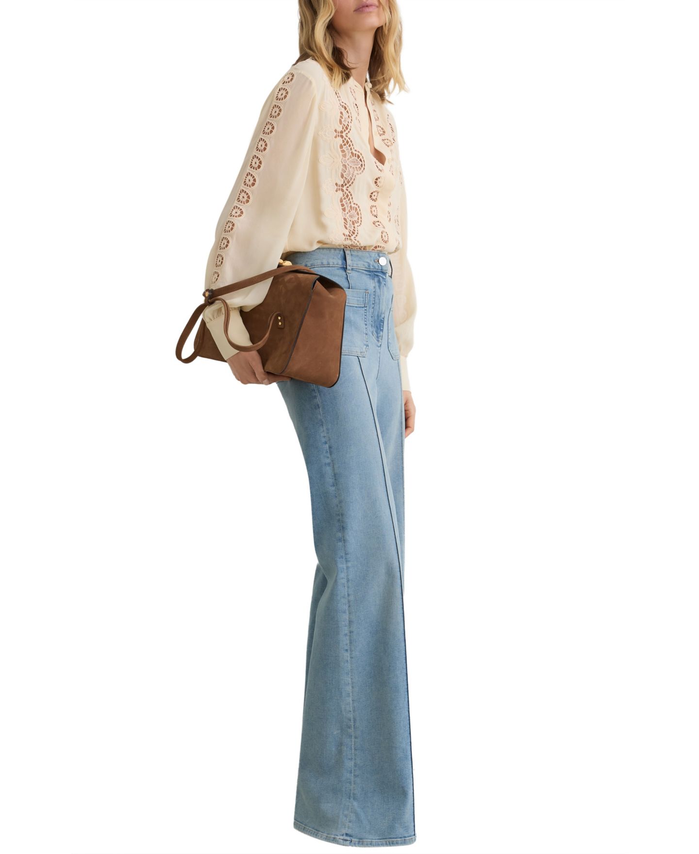 Женская блузка REISS Mia Embroidered Collared Blouson, цвет: Pale Yello — фото 3
