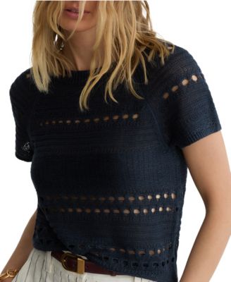 Women's Chloe Linen Short-Sleeve Crewneck Top