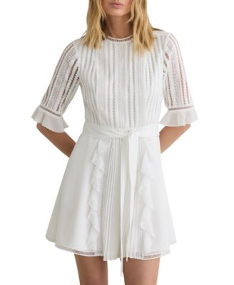 Women's Lace Short-Sleeve A-Line Dress