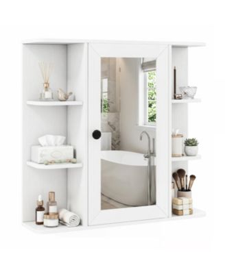 Wall Mounted Medicine Cabinet Featuring Six Open Shelves
