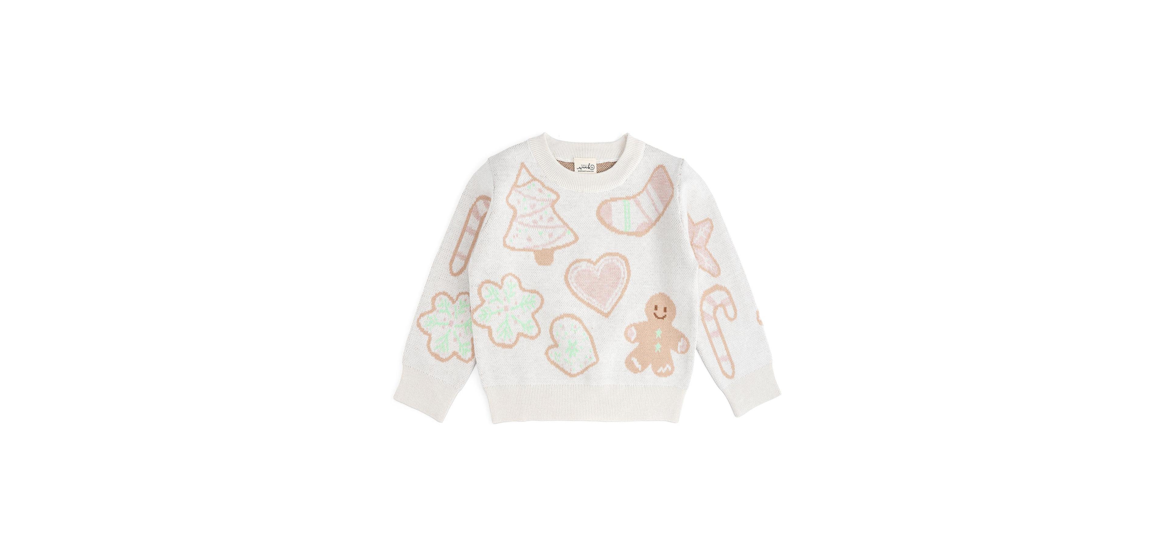 Sweet Wink Girls' 7-16 Christmas Cookies Crewneck Long-Sleeve Sweater