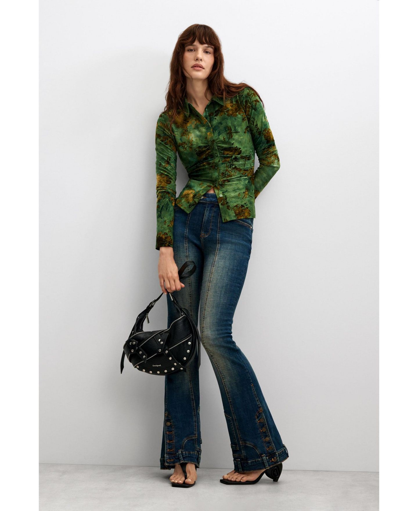 Женская рубашка Desigual Long-Sleeve Flocked-Knit Abstract-Print — фото 5