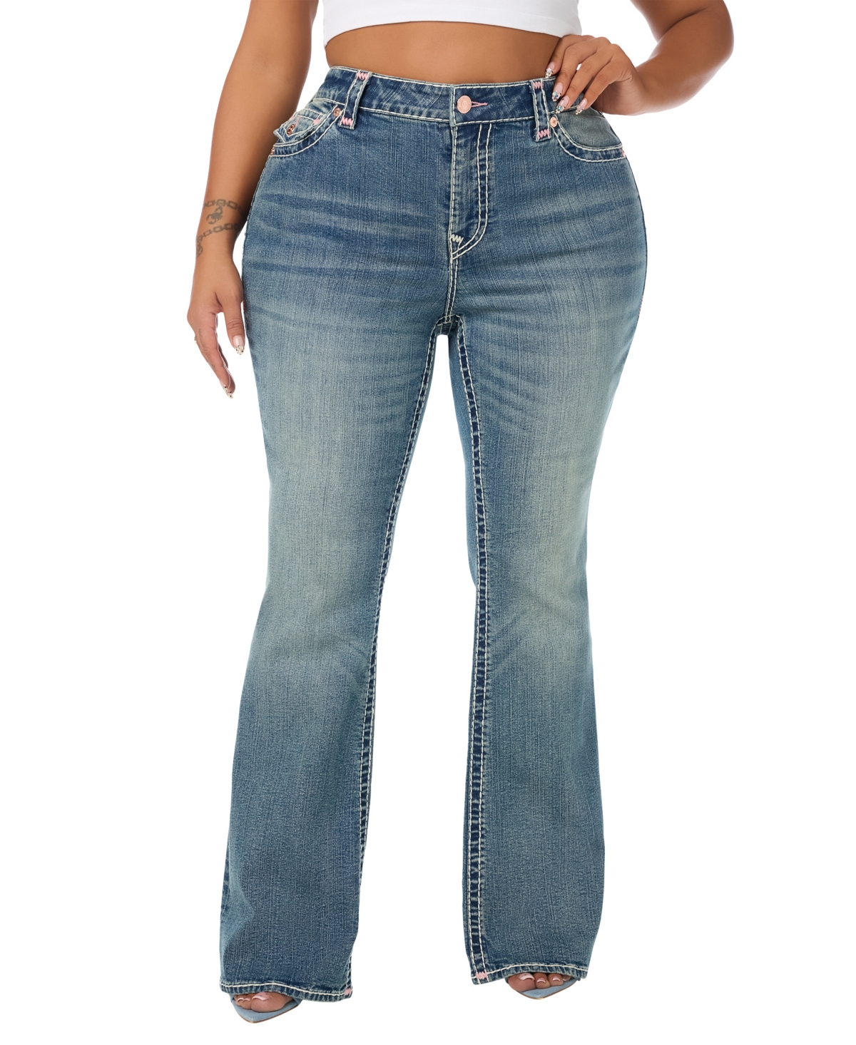 True Religion Women's Becca Mid-Rise Stretch Denim Bootcut Jeans