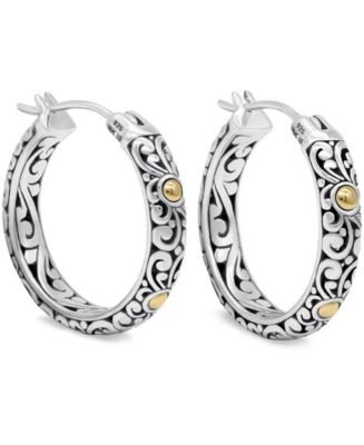 DEVATA Sterling Silver and 18K Gold Small Filigree Hoop Earrings - Macy's