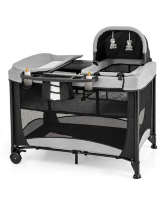 5-in-1 Portable Baby Playard Featuring Removable Cradle