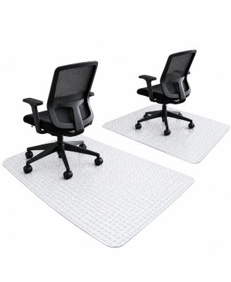 Clear PVC Office Chair Mat Extended Lip Anti Slip Studs Smooth Glide Easy Maintenance