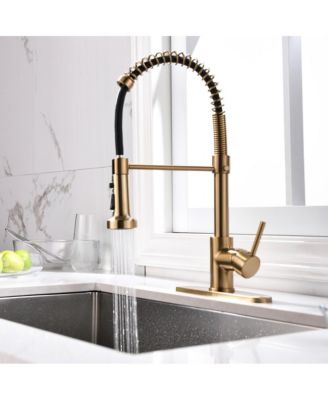 Commercial Kitchen Faucet Brass Pull Down Sprayer Single Handle Brushed Nickel Finish