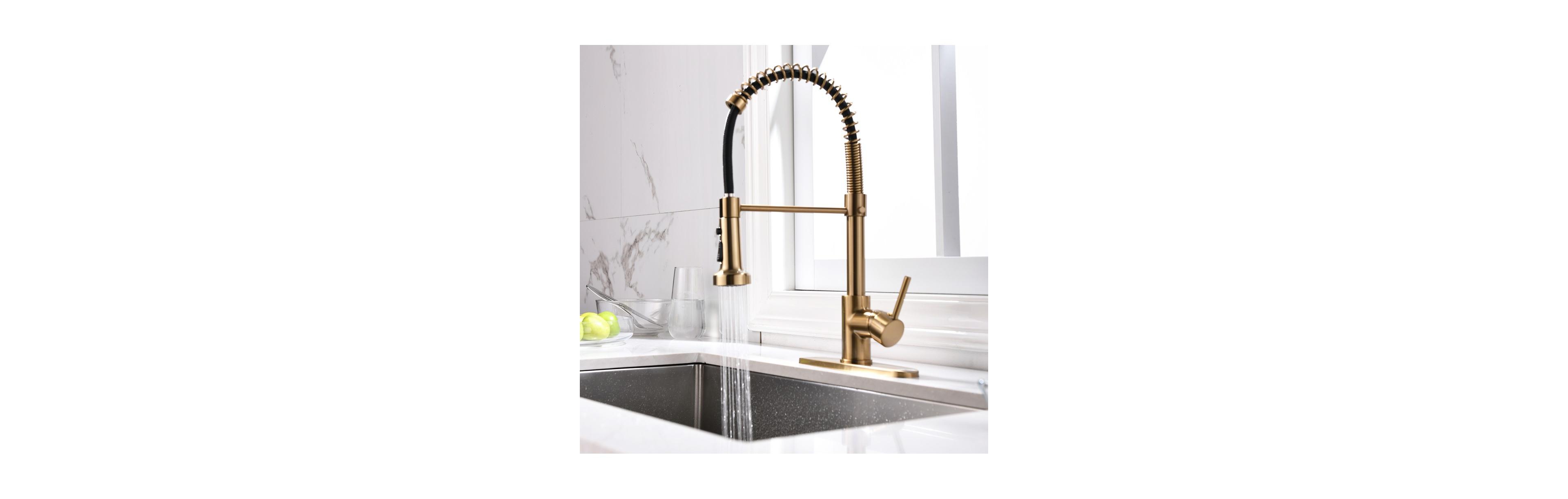 Busdays Commercial Kitchen Faucet Brass Pull Down Sprayer Single Handle Brushed Nickel Finish