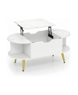 Faux Marble Lift Top Coffee Table with Hidden Compartment