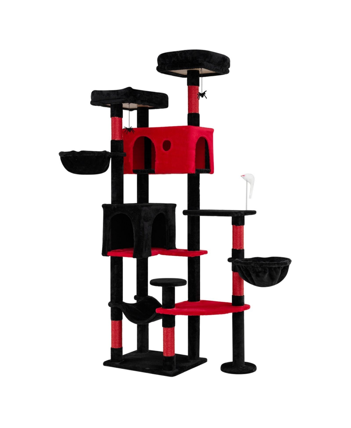 Sugift 75 Inch Gothic Cat Tree with 2 Plush Perches for Indoor Cats - Black  red