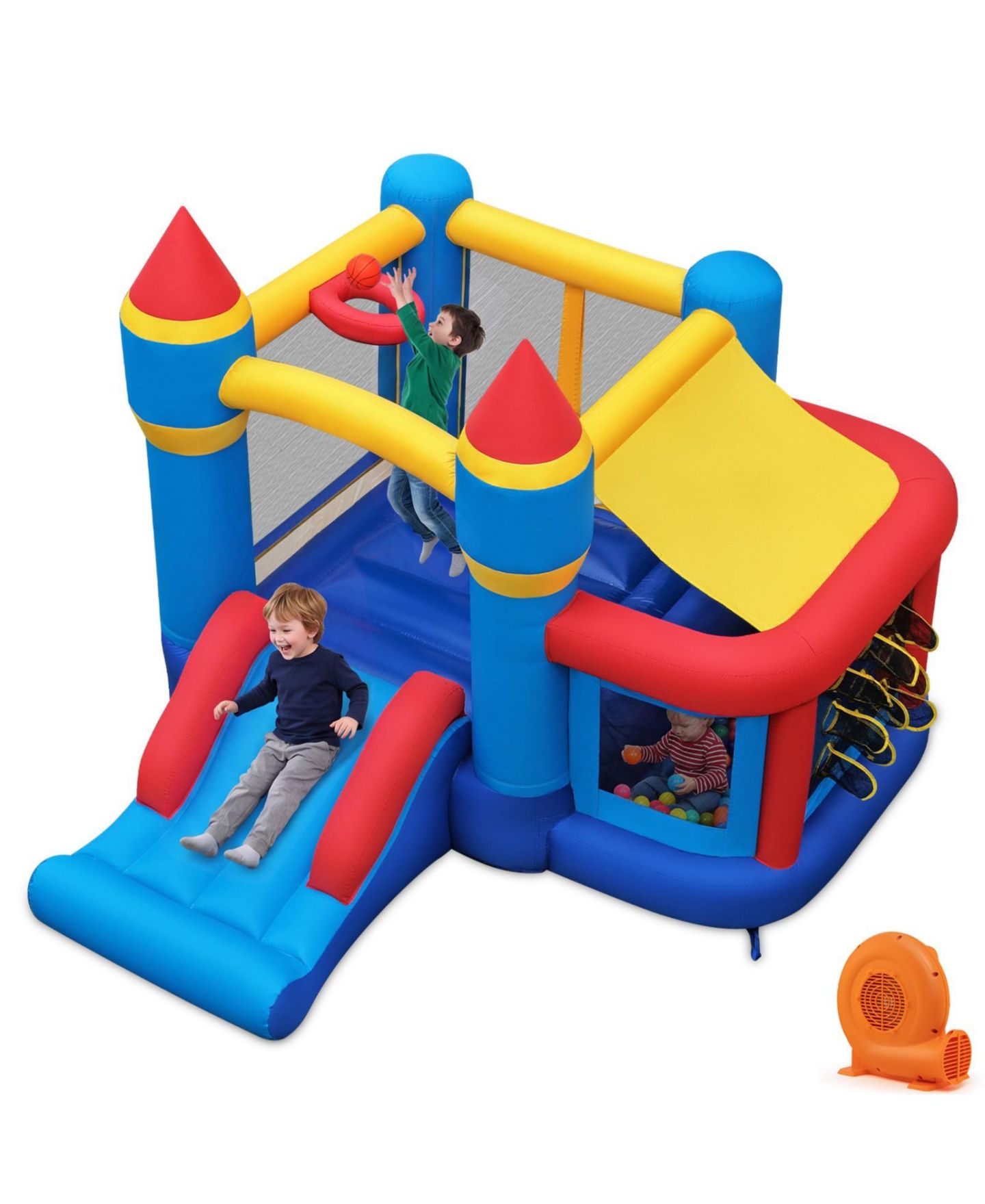 Детская игрушка SUGIFT Inflatable Bounce House with Slide, Ball Pit, Basketball Rim & Games, 550W Blower, Ages 3-12, цвет: Синий — фото 8