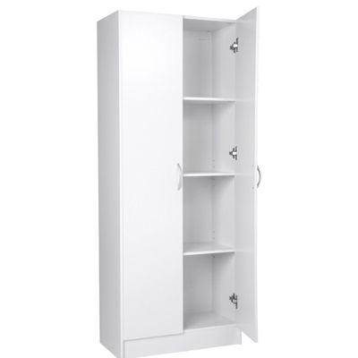 60in Tall Freestanding Kitchen Pantry Cabinet with 3 Shelves 2 Adjustable Engineered Wood Storage