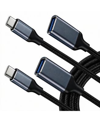 USB-C to USB 3.0 OTG Nylon-Braided Adapter Cable for USB-C Devices, 2-Pack