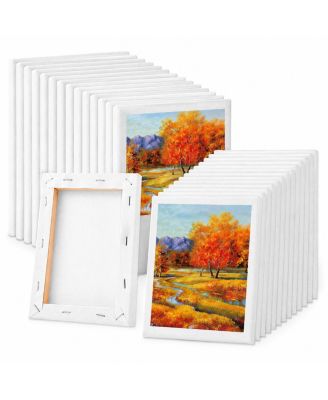 20 Pack Stretched Blank Painting Canvases for Acrylic Oil Paint Art Supplies
