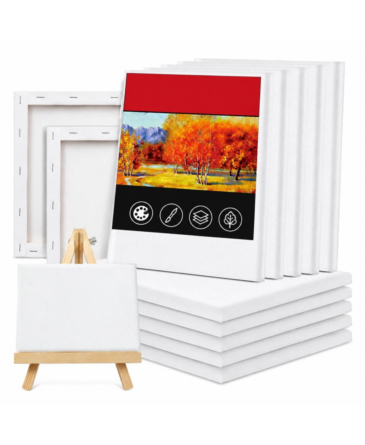 Lowking 20 Pack Stretched Blank Painting Canvases for Acrylic Oil Paint Art Supplies