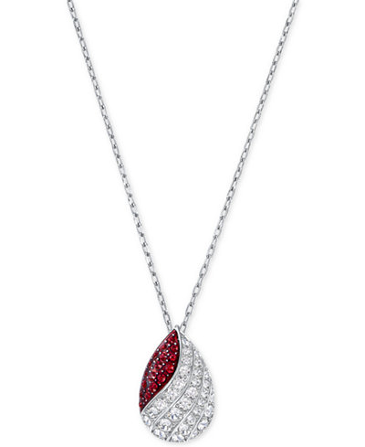 Swarovski Silver-Tone Fortunately Crystal Pavé Pendant Necklace