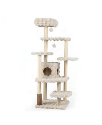 67-Inch Multi-Level Cat Tree with Large Cat Condo and Padded Perch