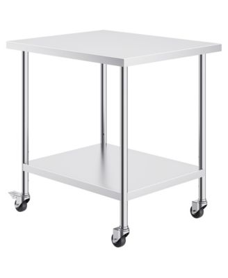 30 x 36 Inch Stainless Steel Kitchen Work Table with 4 Wheels