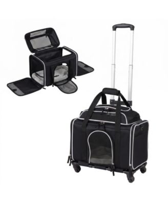 Foldable Pet Carrier with Wheels Airline Approved Rolling Dog Carrier