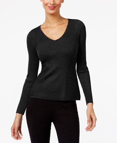 INC International Concepts Ribbed V-Neck Sweater, Only at Macy's