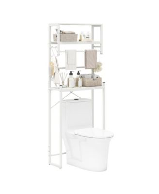 64 Inch Over Toilet Storage Rack with Integrated Towel Bar