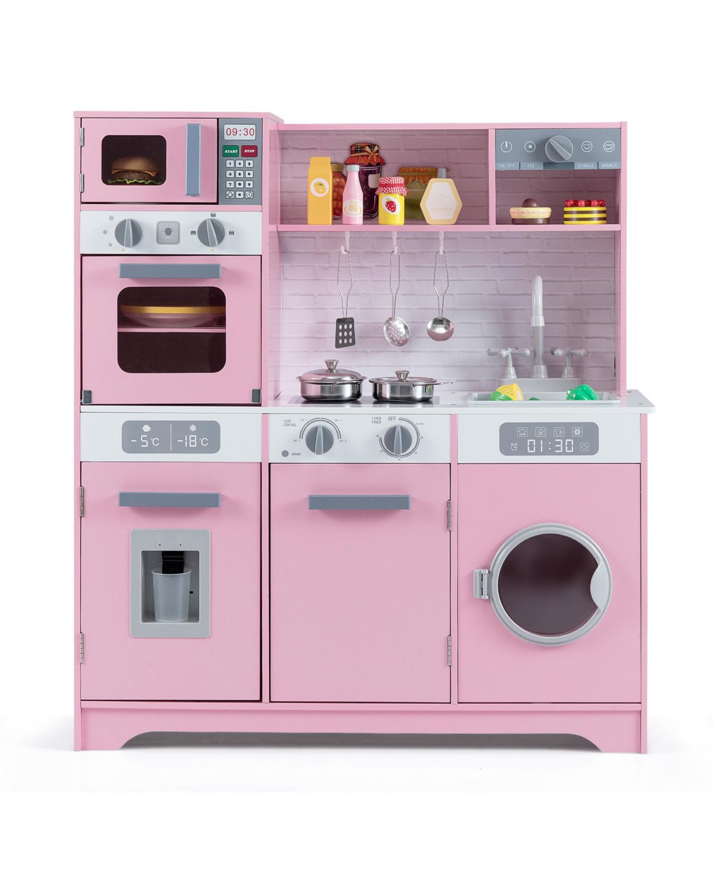 Детские игрушки HONGGE Clicking-Knobs Washing Machine Door Pretend Play Kitchen Set, Ages 3+, цвет: Розовый — фото 10