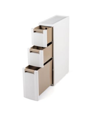3-Drawer Narrow Rolling Storage Cart with Removable Dividers