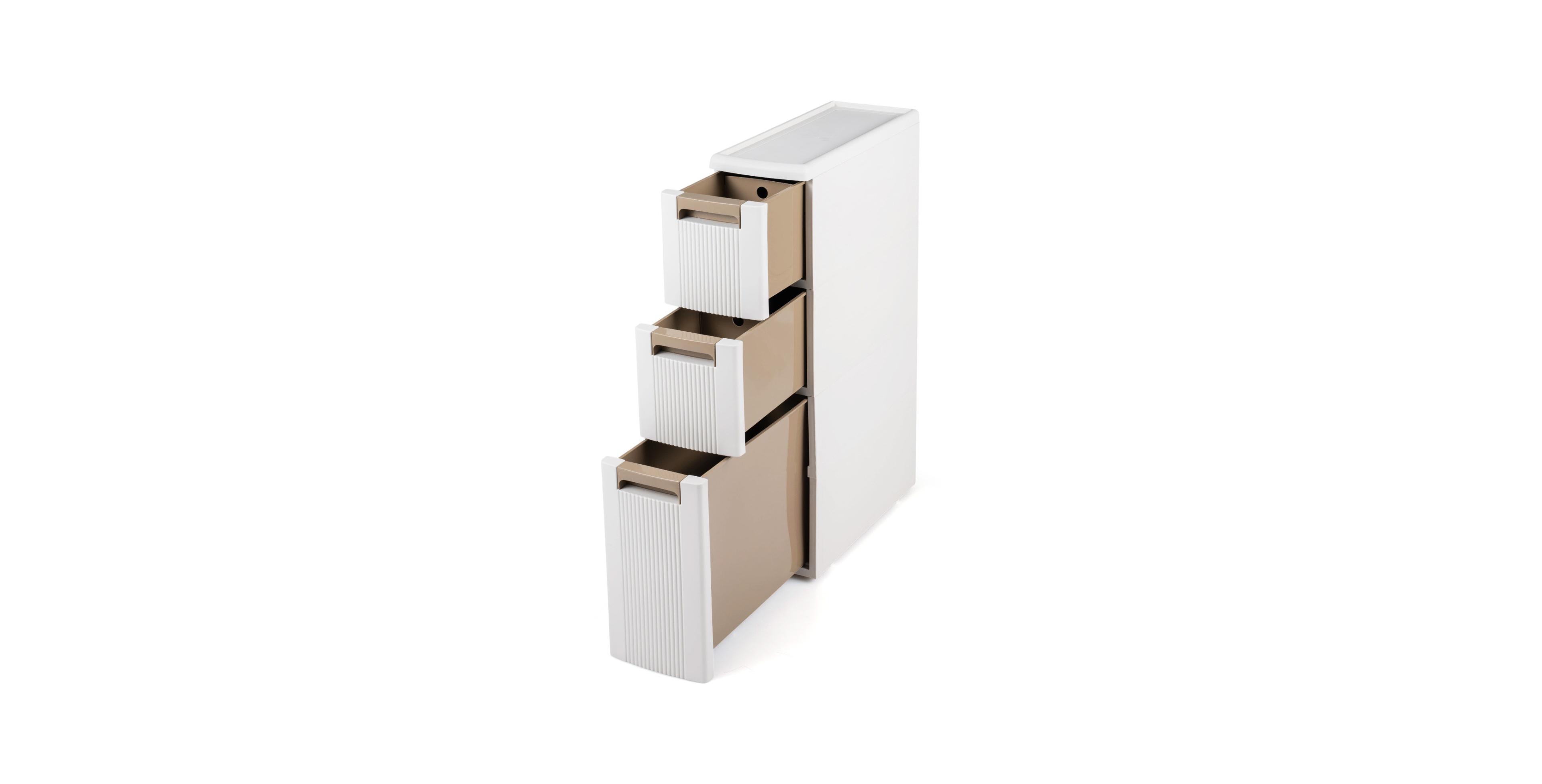 Volenca 3-Drawer Narrow Rolling Storage Cart with Removable Dividers