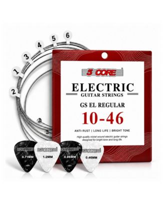 6-String .010-.046 Gauge Nickel Wound Anti-Rust Guitar String Set with 4 Picks