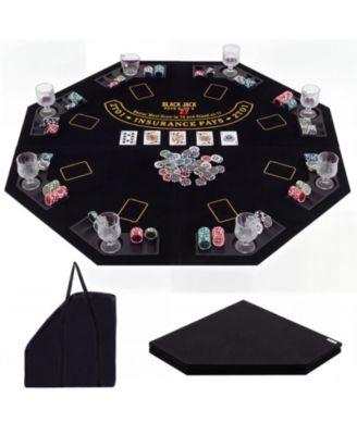 Foldable 48-Inch Poker Table Top with Cup Holders and Chip Trays