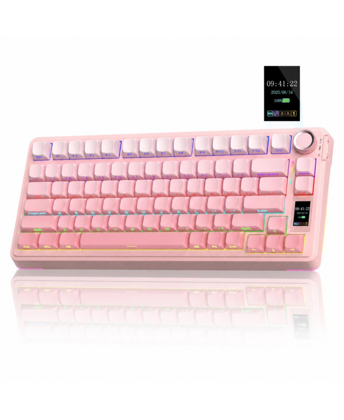 Lofree Wireless Mechanical Hot-Swappable Gaming Keyboard for Windows, Mac, iOS, Android - Gradient pink