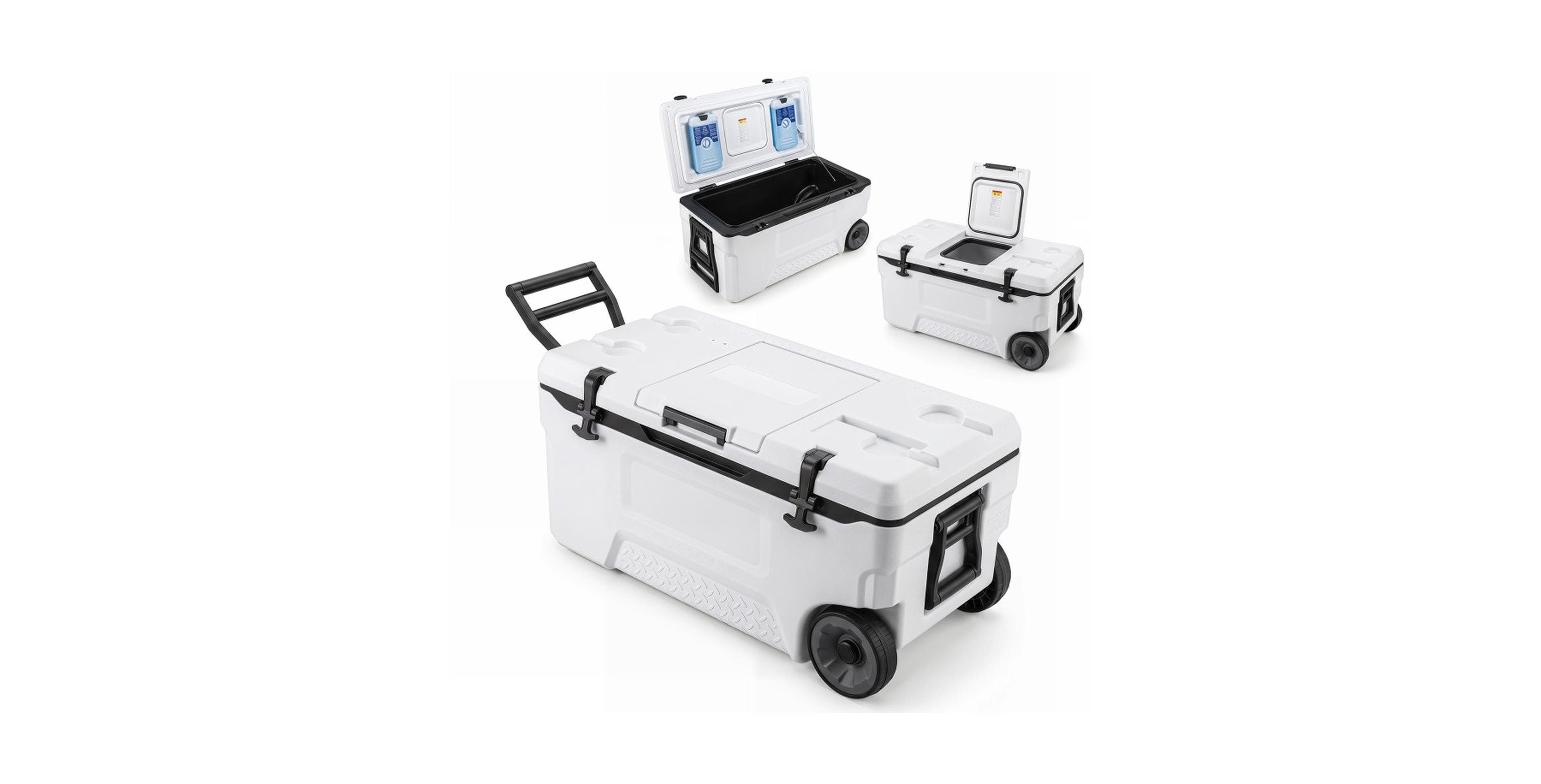 Hongge 74 Quart Rolling Cooler Featuring Built In Fish Ruler