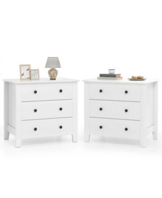 3-Drawer Wood Chest Nightstand 2-Pack with Tapered Legs