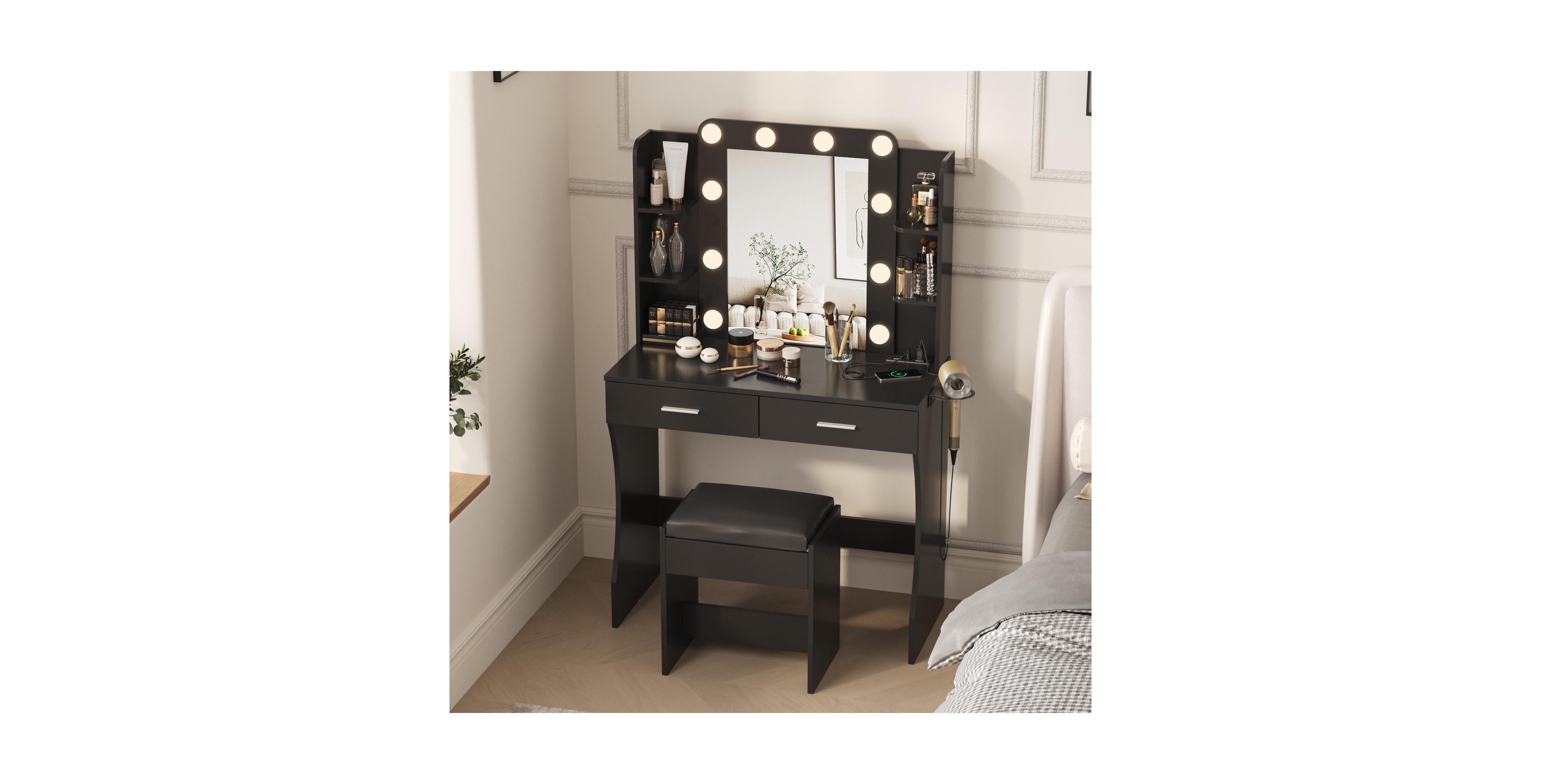 Vabches Vanity Desk with Mirror and Lights