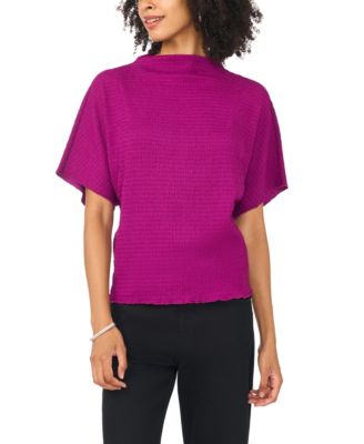 Women's Textured High Neck Wide Sleeve Top