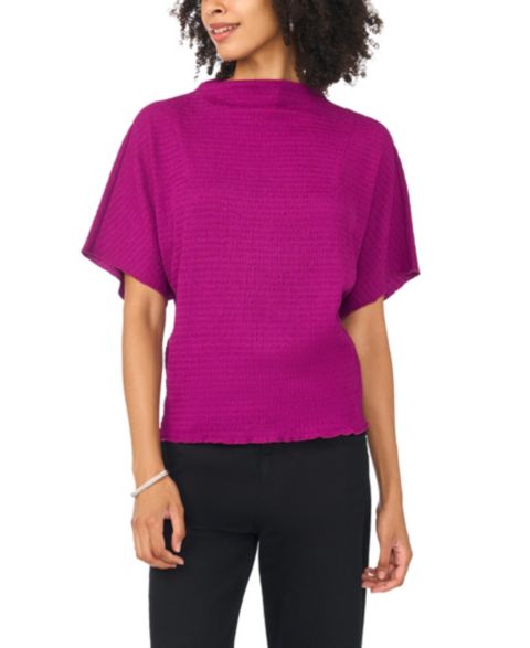 Женский топ Vince Camuto Textured High Neck Wide Sleeve, цвет: Фуксия