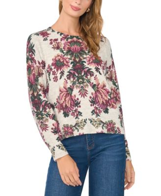 Women's Long-Sleeve Floral Sweater