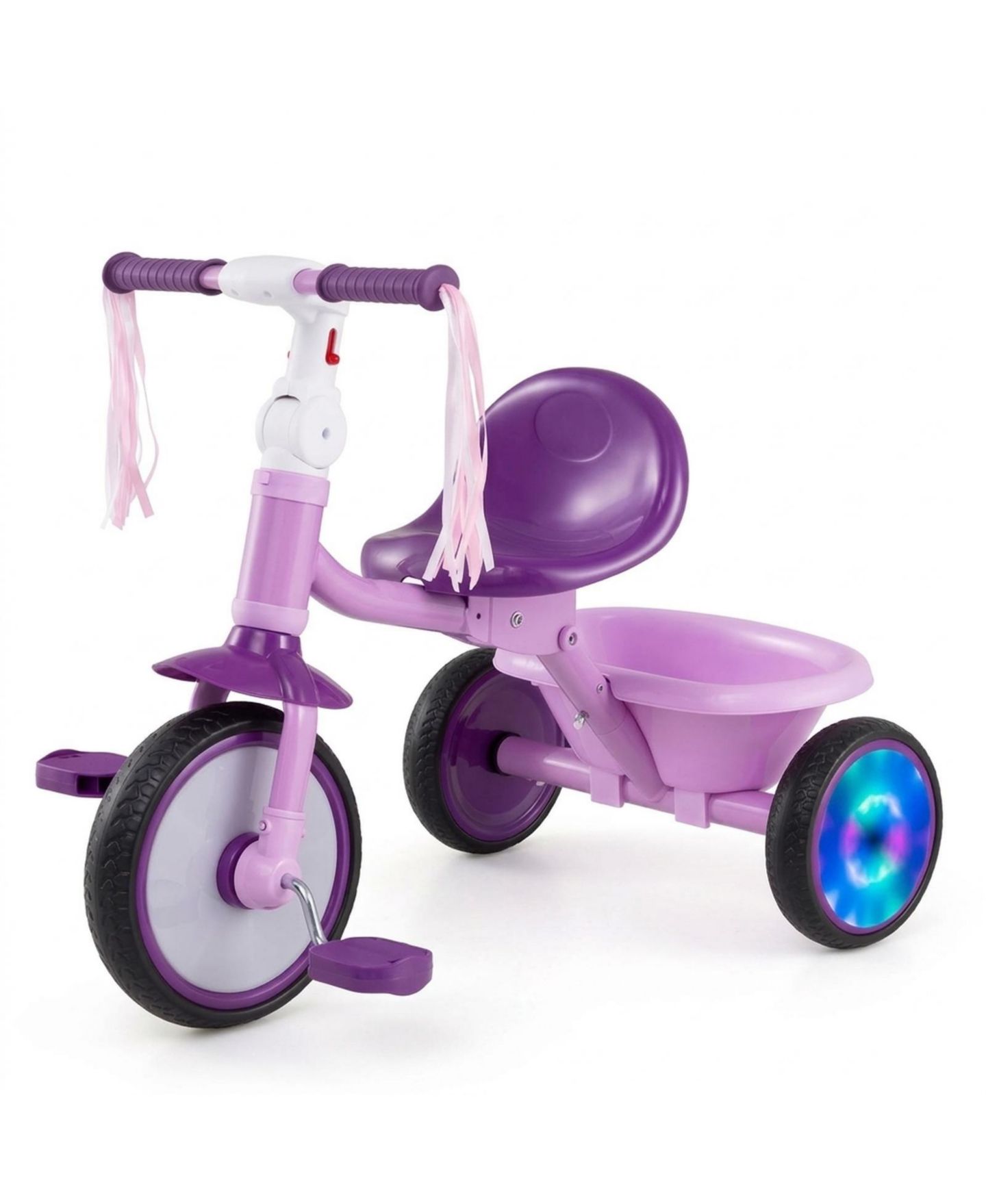 Детская игрушка HONGGE Foldable Toddler Tricycle with Light Up Wheels, 55 lbs. Capacity, Ages 2-5, цвет: Фиолетовый — фото 5